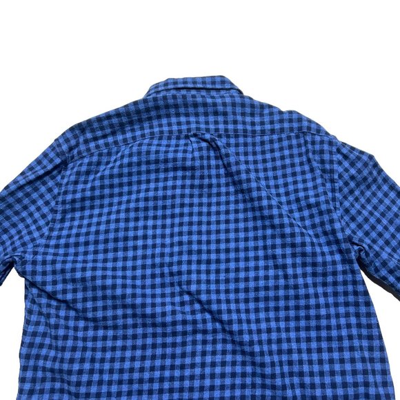 J. Crew Flannel Shirt Mens XL Slim Fit Blue Check Button Up Long Sleeve Casual - Picture 4 of 9